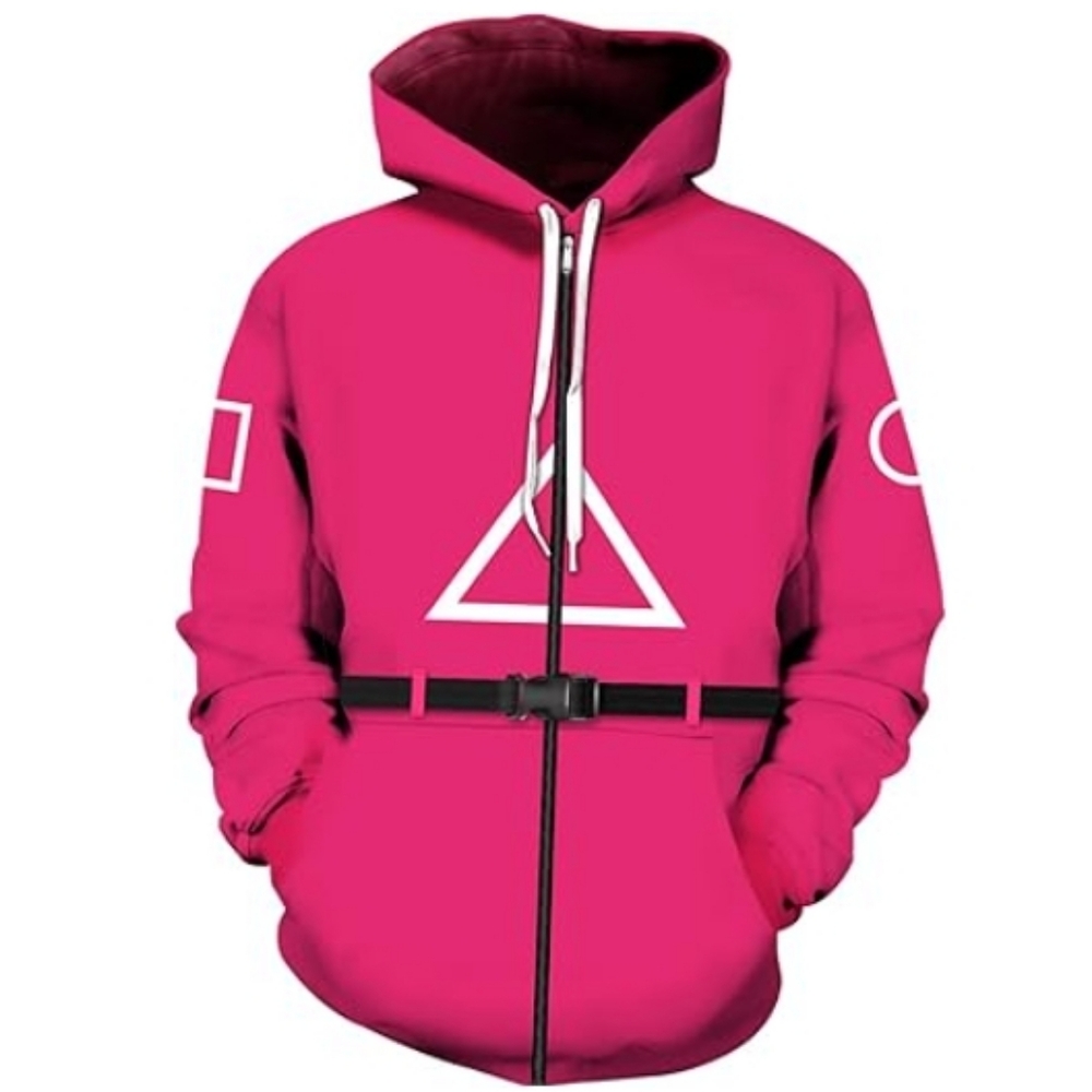 3D Print Pullover Hoodie Sweatshirt Women /Men Pink / White